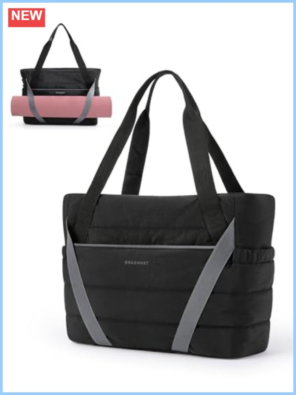 BAGSMART Women's Tote Bag Yoga Mat Straps Laptop Gym Travel